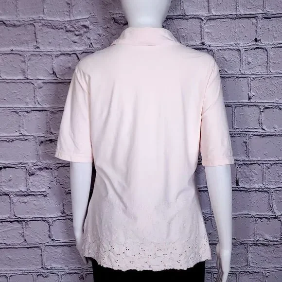 MCM Vintage Pink Polo with Eyelet Hem, Women's Medium - Picture 3 of 12
